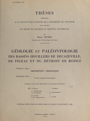 cover image of Géologie et paléontologie des bassins houillers de Decazeville, de Figeac et du détroit de Rodez (1)
